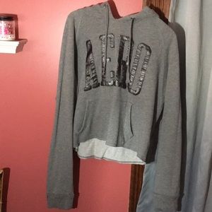 Grey cropped Aeropostale hoodie